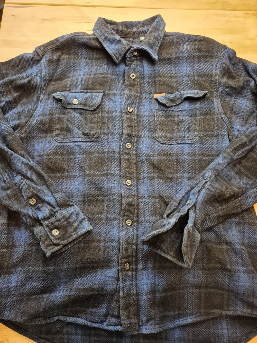 Orvis Navy and Black Plaid Button-Down Workshirt